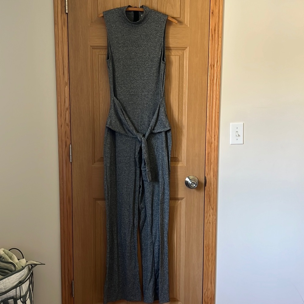 Noisy May jumpsuit with mock sleeve front tie